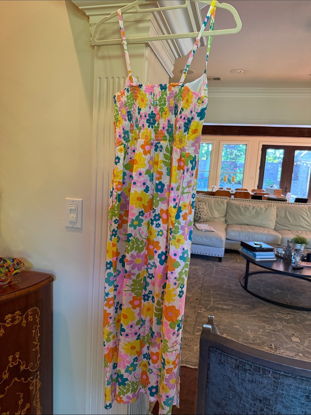 Show Me Your MuMu Floral Midi Dress in White, Yellow, Pink, Blue, Green - Picture 2 of 5